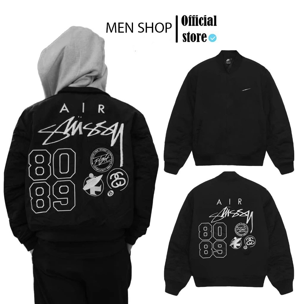 Áo Khoác Nam bomber stussy thêu - Áo Khoác Nai Nam Cao Cấp 3 lớp dày dặn