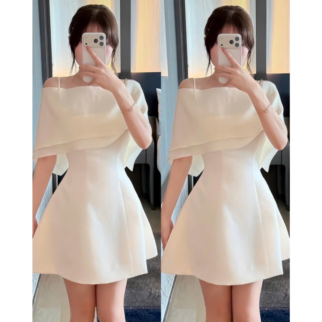 Đầm dự tiệc 2 dây phối choàng Job Dress