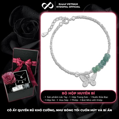 [HCM Hỏa Tốc] Lắc tay bạc nữ KYDOPAL charm hồ điệp mix đá lục ngọc lam băng phong thủy tự nhiên - PAL9C12L27