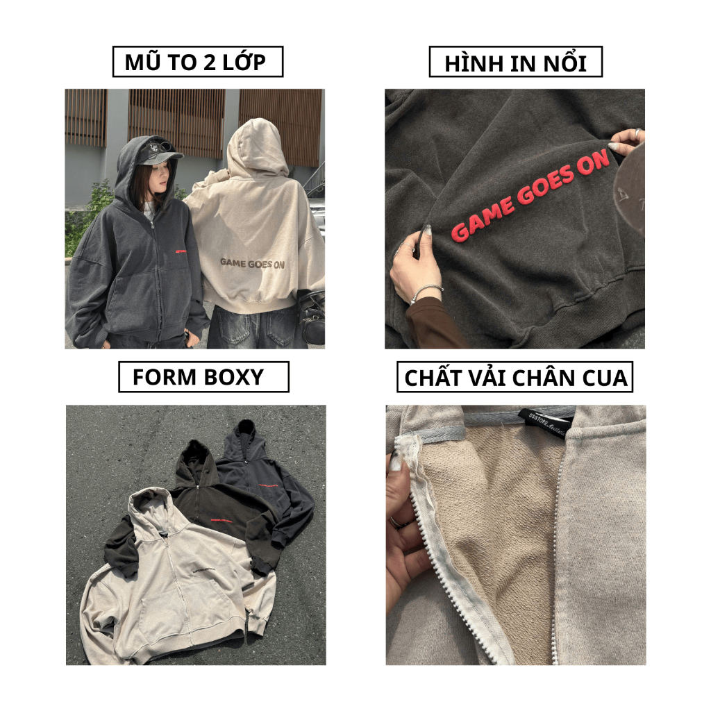 [SẢN PHẨM MỚI] Áo Khoác Zip Wash PREMIUM In Nổi Chất Vải Nỉ Chân Cua Boxy Unisex Rộng Nam Nữ | SSSTORE.Aesthetic | BigBuy360 - bigbuy360.vn