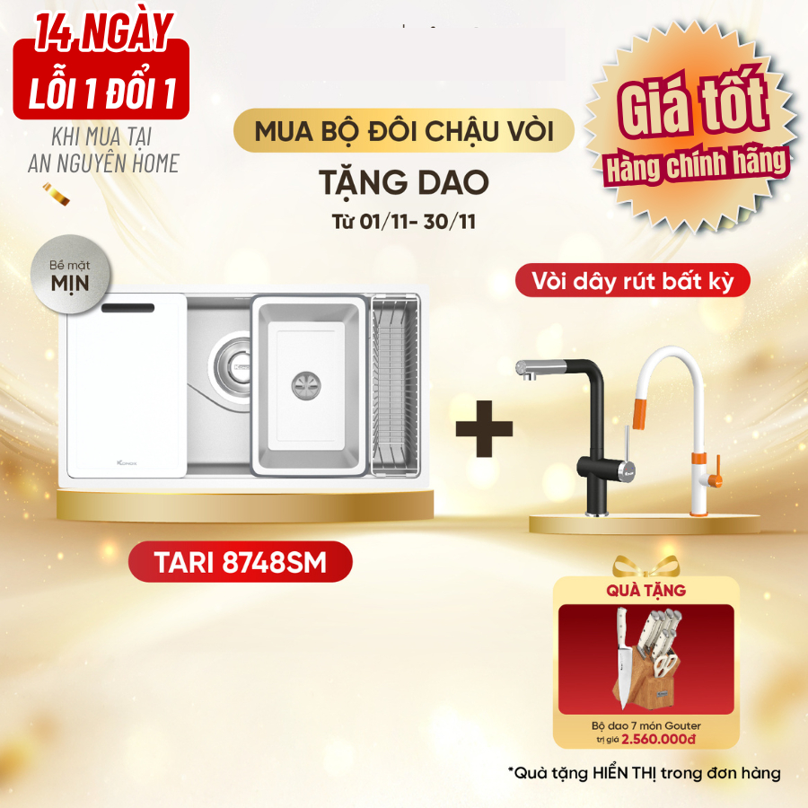 Chậu rửa bát Konox Tari 8748SM siêu mịn chính hãng