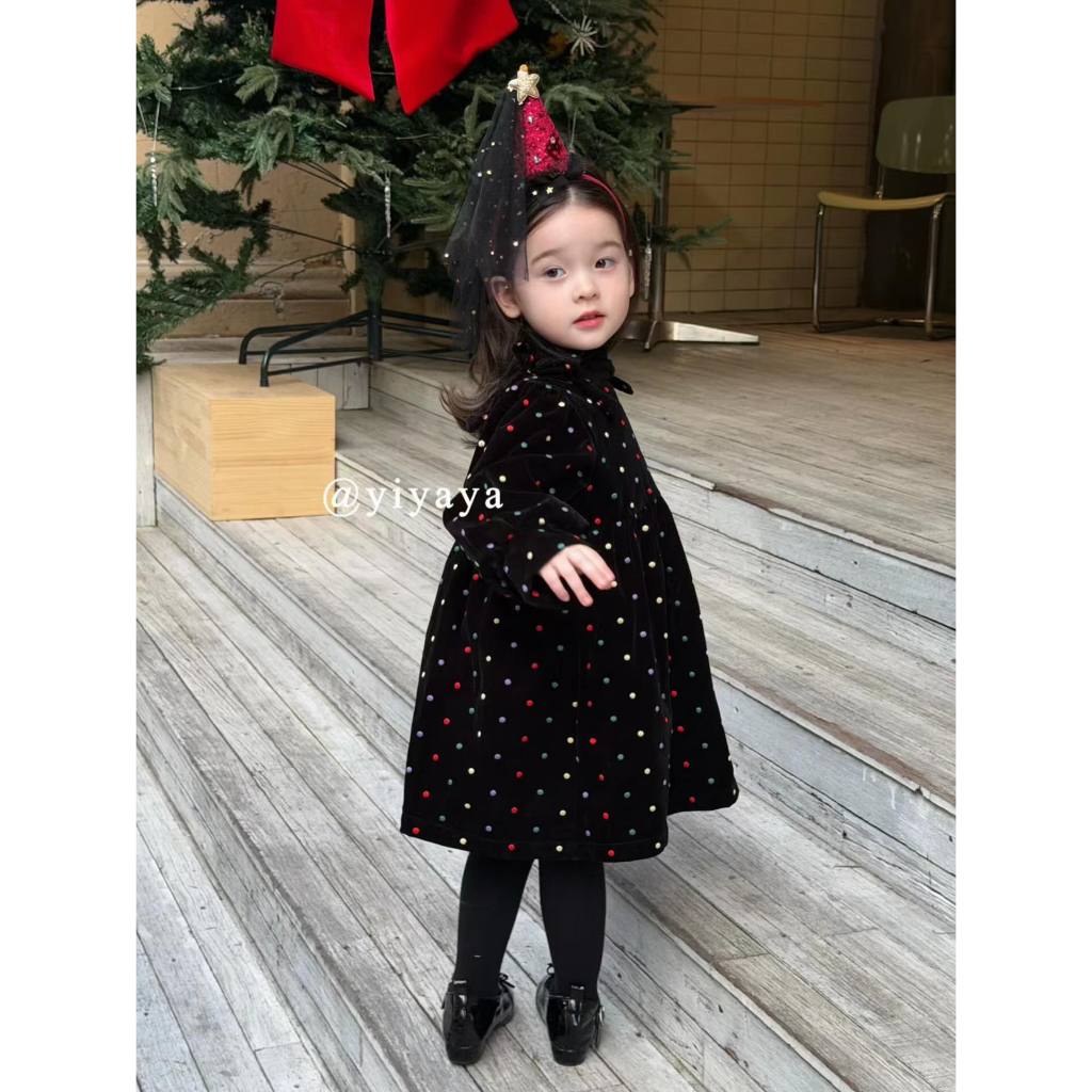 𝒀𝑰𝒀𝑨𝒀𝑨 𝑲𝑰𝑫𝑺 (3526)-Váy nhung chấm bi