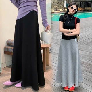  METWO. - Chân váy midi thun trơn zip umi Hàn xoè dài basic dáng A cạp chun dày dặn ulzzang tiểu thư Hàn Quốc #5242 