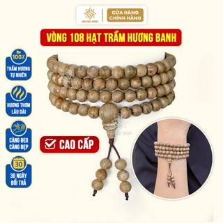  Vòng tay trầm hương banh chuỗi 108 hạt cao cấp tự nhiên Sơn Mộc Hương thơm mạnh đeo tay nam nữ 