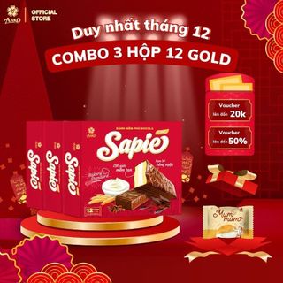  Combo 3 Hộp Bánh Sapie Socola Gold 12 Chiếc Hộp  240g  – Bánh Ngọt Thơm Ngon 