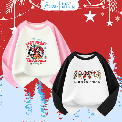 [HÀNG MỚI VỀ] AORE-Áo Thun DÀI TAY Disney đón Noel, Áo phông dài tay Thu Đông Giáng Sinh Merry Christmas Cotton cho bé