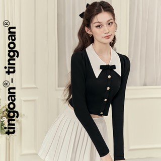  TINGOAN® x KOL - Áo len dáng lửng dài tay vai bồng cổ bẻ đính nơ SOFIA TOP 