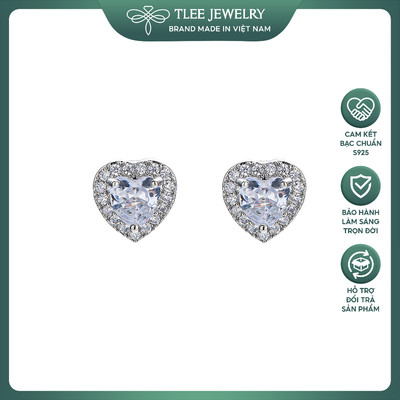 Bông tai bạc nữ TLEE trái tim đính đá nữ tính TLEE JEWELRY B0355
