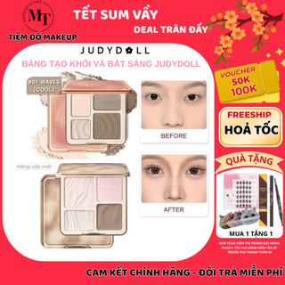  Bảng Tạo Khối Và Bắt Sáng JUDYDOLL Có Nhũ Highlight 4 Ô Phấn Siêu Mịn Và Bên Màu | MT MAKEUP STORE 