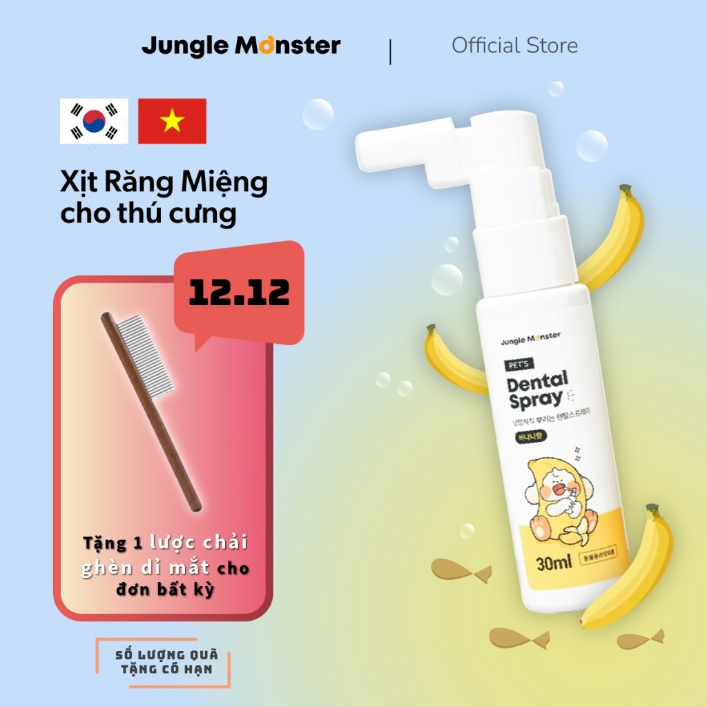 XỊT THƠM RĂNG MIỆNG CHO THÚ CƯNG JUNGLE MONSTER – MADE IN KOREA, chai 30ml