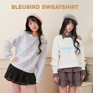 BLEUBIRD Áo nỉ dáng suông trang trí nơ và thêu Bleubird Sweatshirt