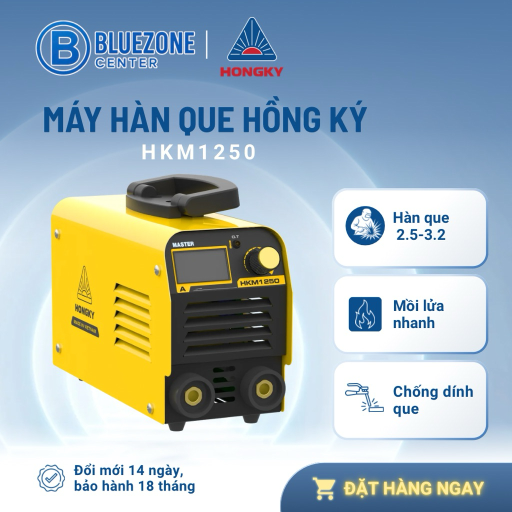 PHIÊN BẢN MỚI Máy hàn que Hồng Ký mini HKM1250 HKM1250E HKM1250F chuyên que 2.5 3.2mm đổi mới 14 ngà