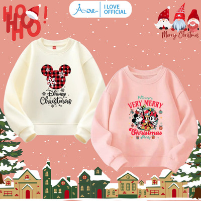 [HÀNG MỚI VỀ] AORE Áo SWEATER Disney Noel, Áo nỉ dài tay cổ tròn Giáng Sinh chất nỉ da cá mềm bé trai, bé gái 10-34kg