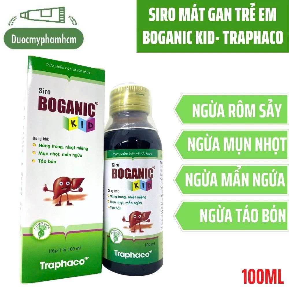 Boganic Kid-Siro Mát Gan Dành Cho Trẻ Em  - Giúp mát gan, giải độc, ngừa rôm sảy, táo bón- Chai 100m