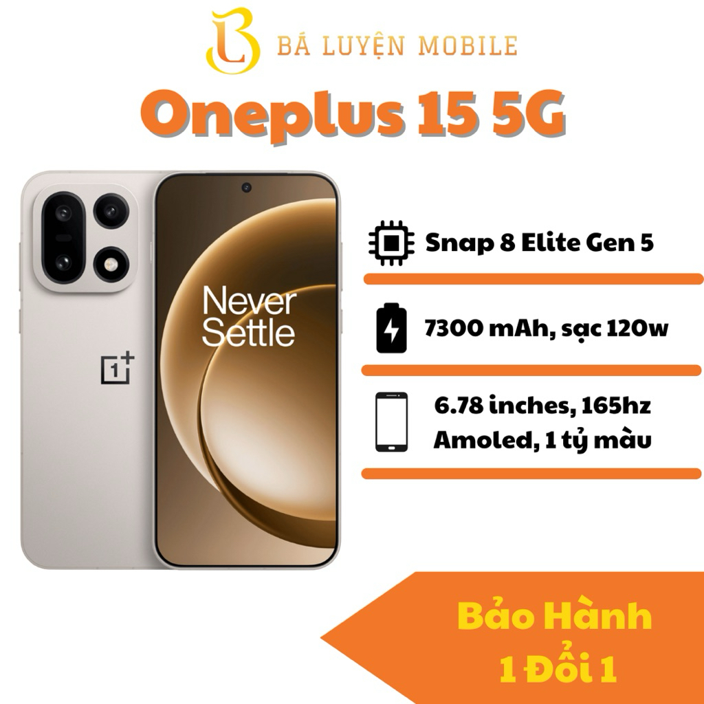 Điện thoại Oneplus 15 5G chip Snapdragon 8 Elite Gen 5, pin 7300mAh