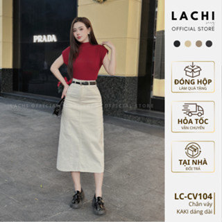 Chân váy kaki LACHI công sở chữ A xẻ sau có túi 2 bên cạp cao che khuyết điểm có bigsize LC-CV104-02 