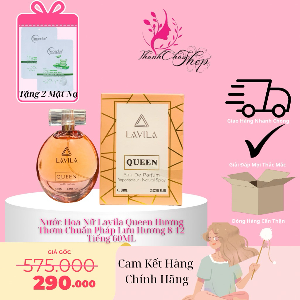 Nước Hoa Nữ Lavila Queen Hương Thơm Chuẩn Pháp Lưu Hương 8-12 Tiếng 60ML
