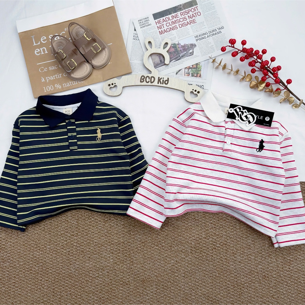 Áo polo cổ trụ chất 2 da mềm mại, dày dặn size 6-27kg - Hana House