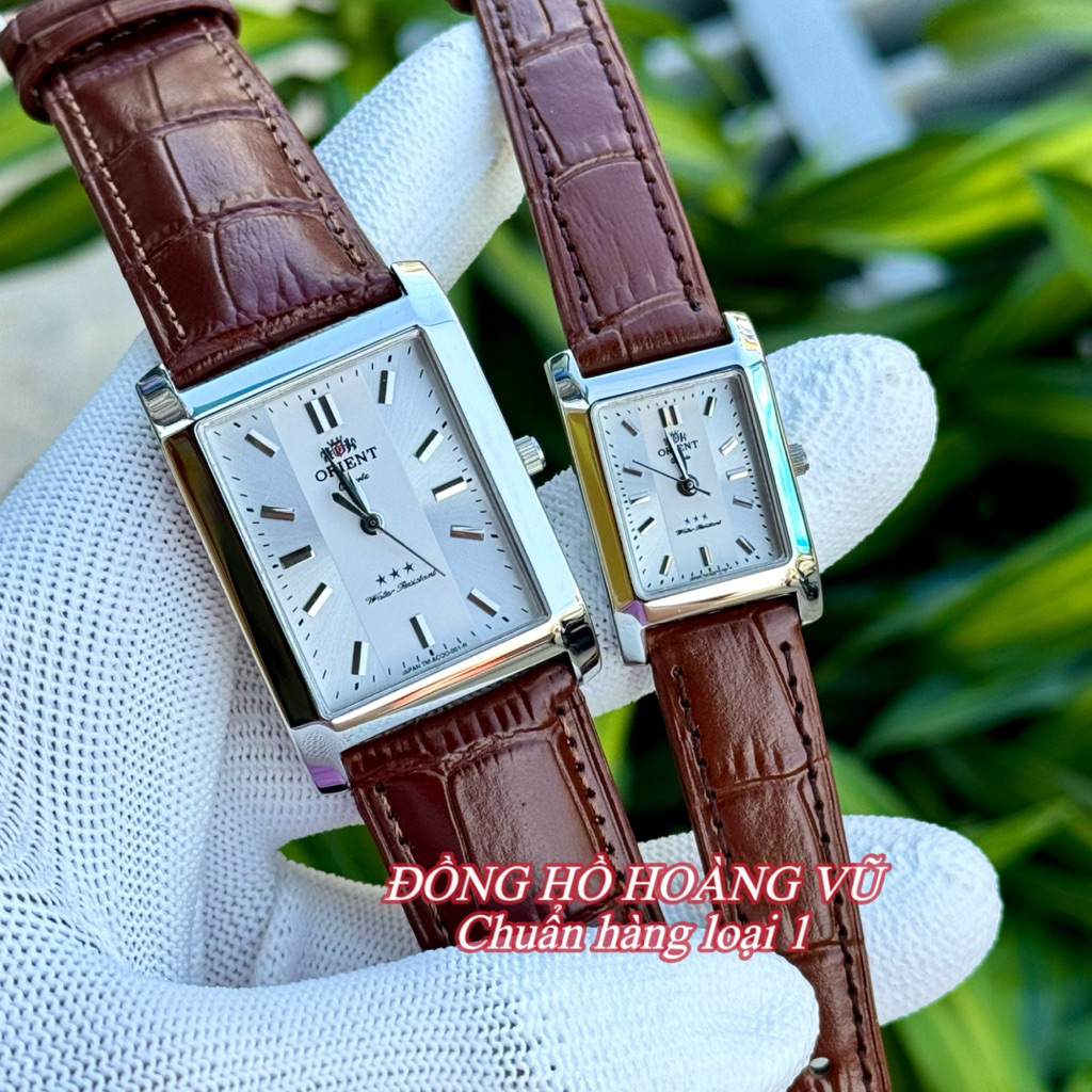 Đồng hồ cặp đôi OR dáng tank trẻ trung chuẩn máy Nhật hàng loại 1. Kính sapphire. Thép đúc không rỉ