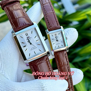 Đồng hồ cặp đôi OR dáng tank trẻ trung chuẩn máy Nhật hàng loại 1. Kính sapphire. Thép đúc không rỉ