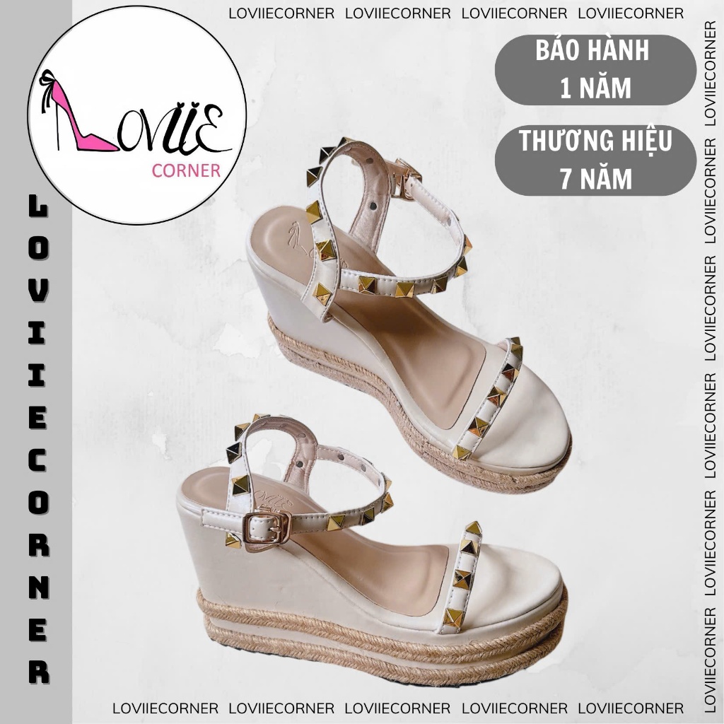 LOVIIECORNER - SANDAL NỮ MŨI TRÒN ĐÍNH CHARM ĐINH PHỐI ÁO DÀI TẾT - SANDAL  XUỒNG ĐẾ KHÔNG VIỀN ĐINH