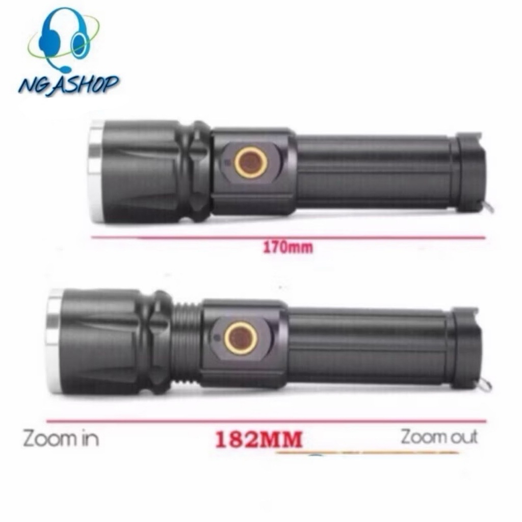 Đèn pin siêu sáng cầm tay đèn LED-INMAX _T6 màu đen khích thước dài 18.2cm