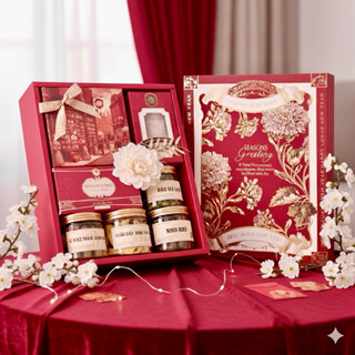  Giỏ quà Tết hạt dinh dưỡng macca hạt điều hạnh nhân mứt Tết bánh kẹo chính hãng 