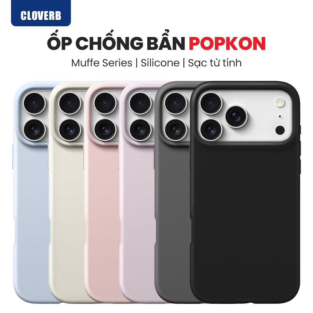 Ốp lưng Popkon Muffe - Chống Bẩn/Sạc Từ Tính - Dành cho iPhone 13 đến 17 - CloverB
