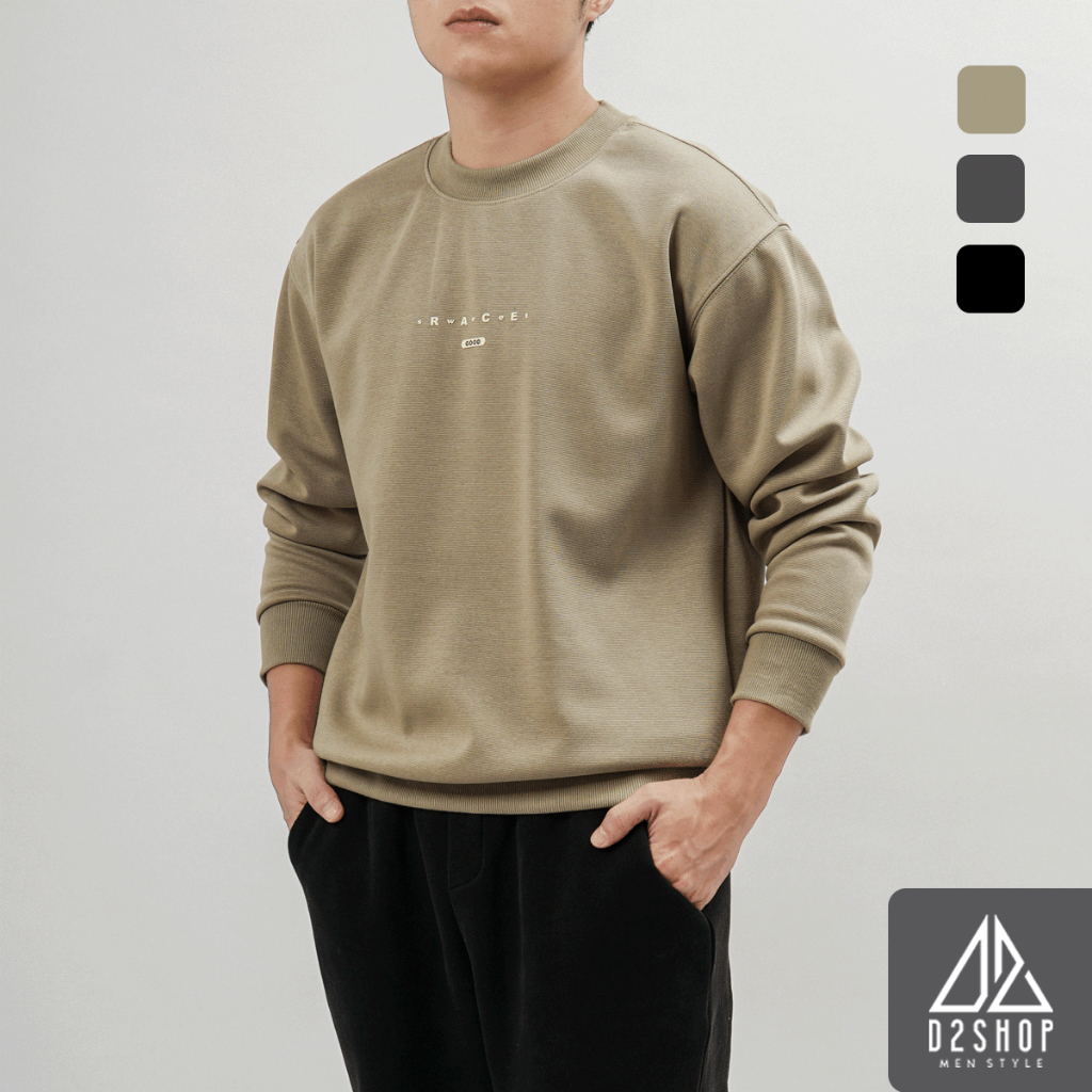 Áo Sweatshirt Nam D2SHOP in chữ RACEGOOD, vải nỉ cao cấp TD-2600