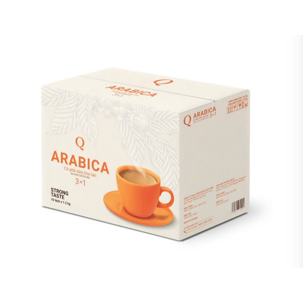 Thùng 10 bịch Cà Phê ARABICA Trần Quang Bịch To (bịch 60 gói x 20gr)