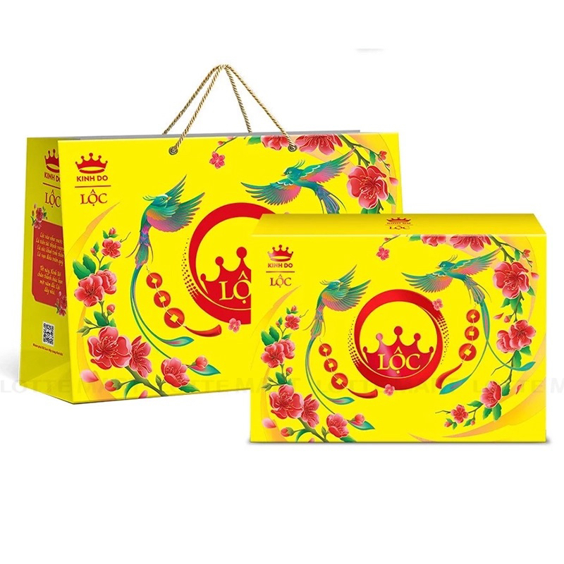 Hộp Quà Bánh Tết 2026 Kinh Đô Lộc Phú Quý 795.4g – Hộp Đỏ/ Vàng May Mắn, [Có túi giấy]