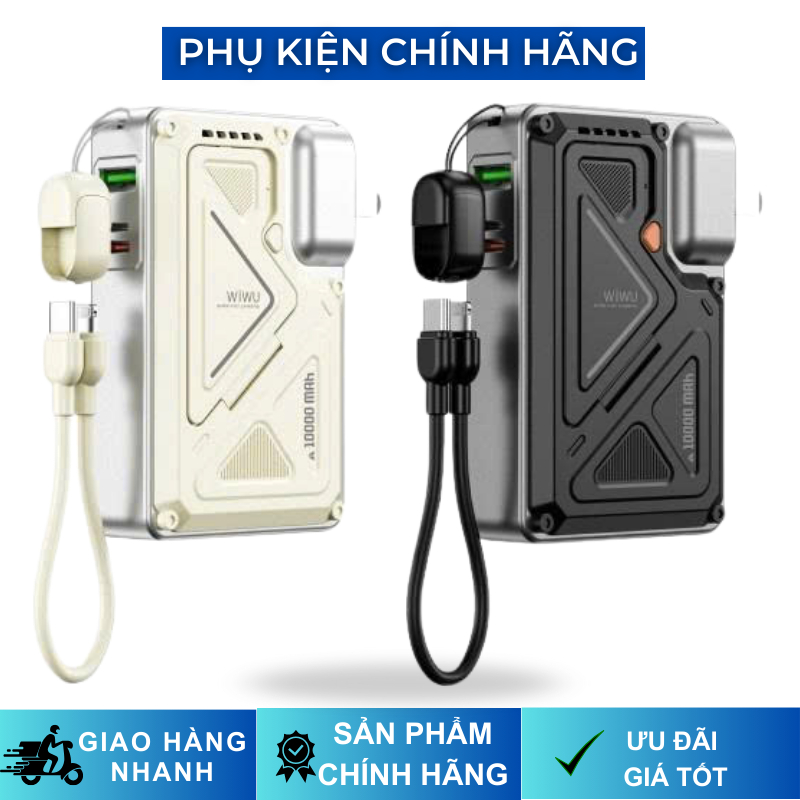Sạc Dự Phòng 10.000mAh WiWU Wi - P057 Sạc Nhanh 35W Sạc Không Dây 15W 2 Cổng Sạc Chính Hãng