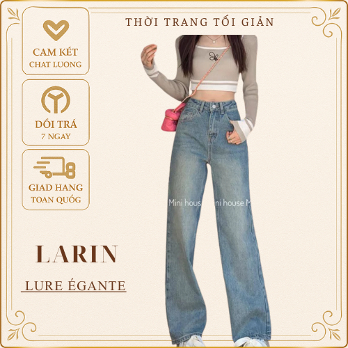 Quần jean nữ ống rộng HIYOU, kiểu dáng ống suông rộng, quần bò nữ ống rộng dáng xuông Top xu hướng