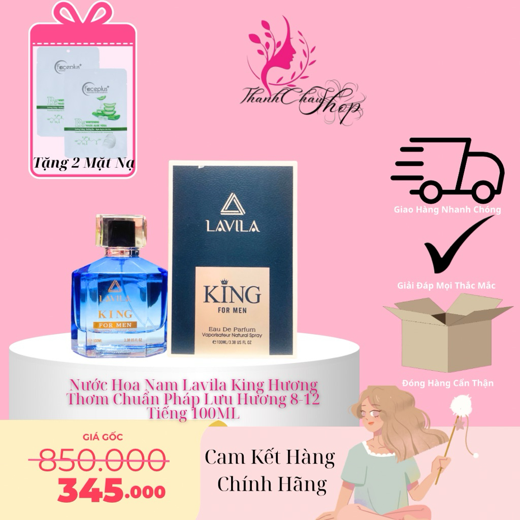Nước Hoa Nam Lavila King Hương Thơm Chuẩn Pháp Lưu Hương 8-12 Tiếng 100ML