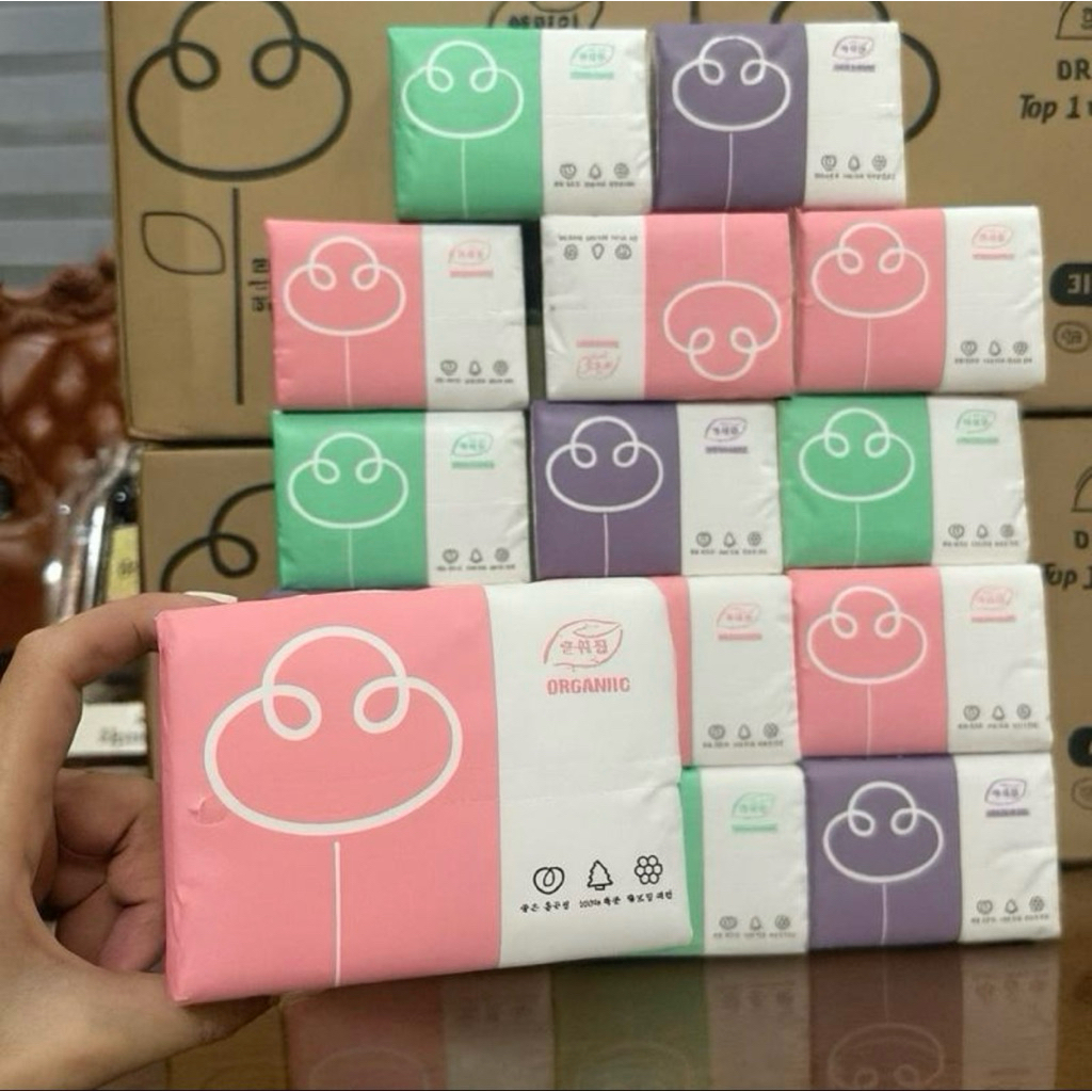 [ Thùng 30 gói ] Giấy ăn Oganic thùng 30 gói, giấy ăn gấu trúc hàng loại 1 trắng dai mịn. Ko mủn, dà