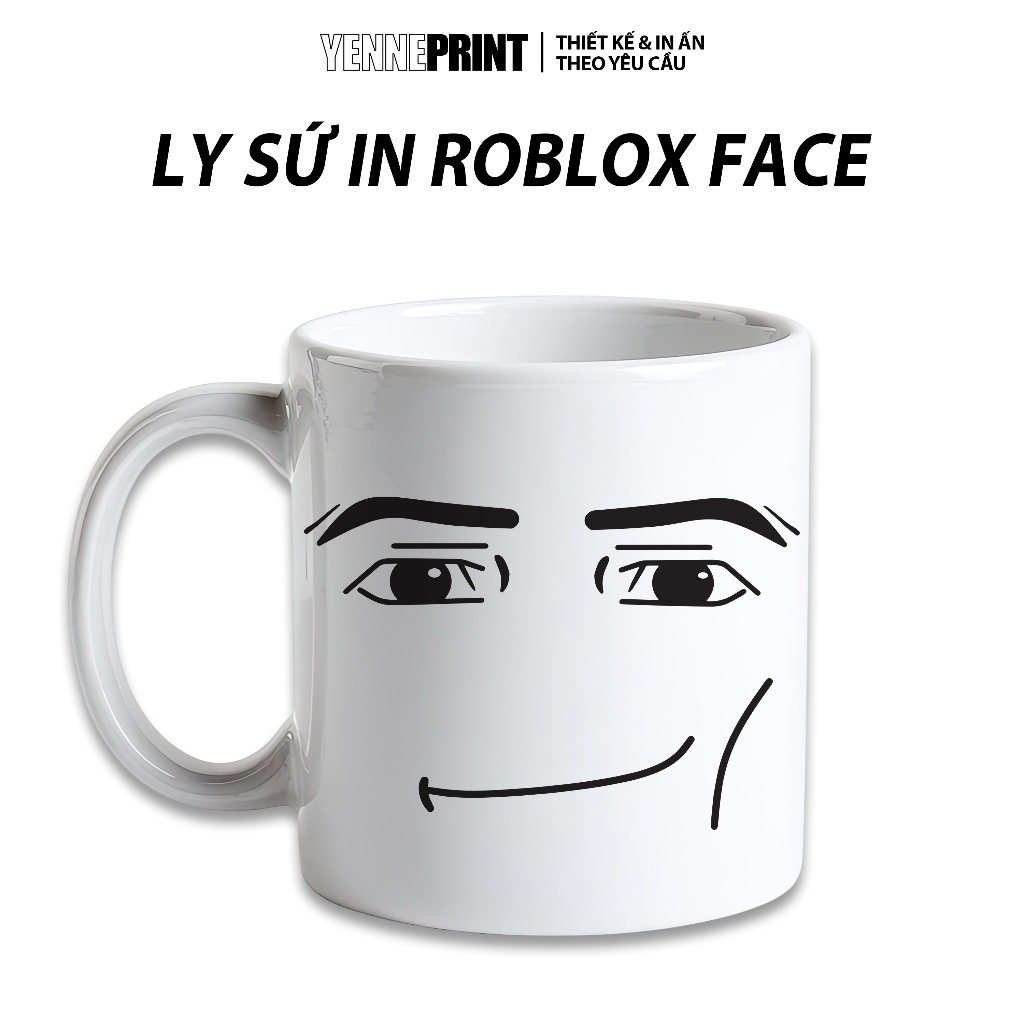 Ly Cốc sứ cao cấp in hình mặt Hài Hước - Roblox Face, quà tặng dễ thương, màu in bền không phai