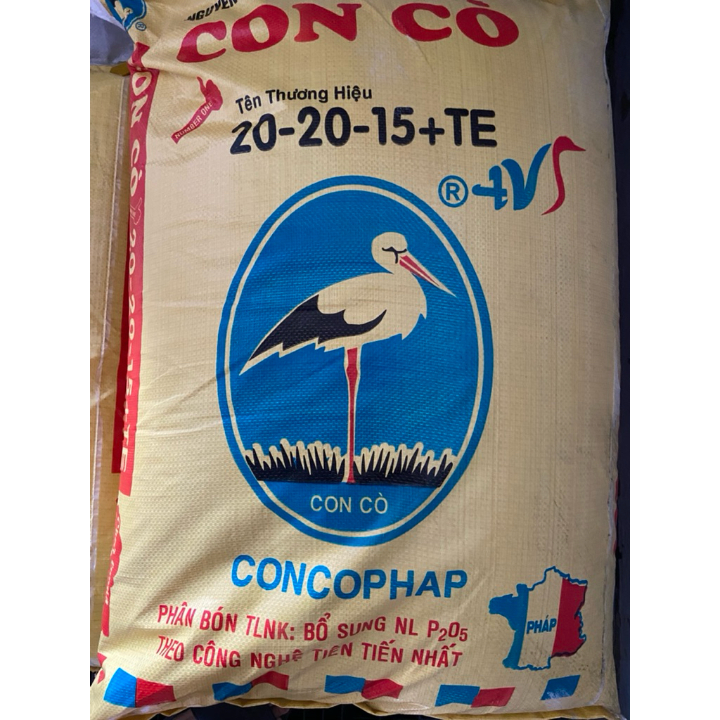Phân bón gốc Con Cò 3 màu NPK 20-20-15 + TE cao cấp