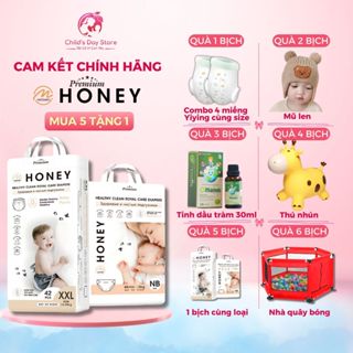  Bỉm Honey Premium Tã Honey Premium Cải Tiến Thấm Hút 1200ml Mềm Mại Đủ Size Dán Quần Dành Cho Bé 