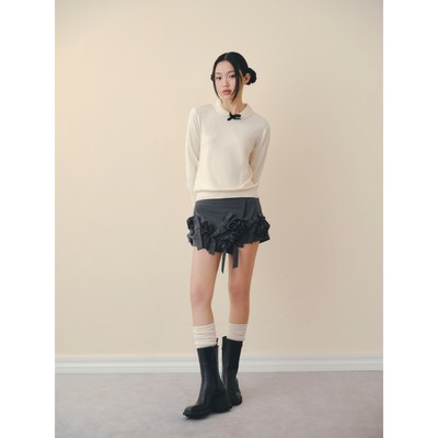 Áo len OLV tay dài đính nơ dễ thương trẻ trung Mesh Bow Knit Top phù hợp đi chơi đi học