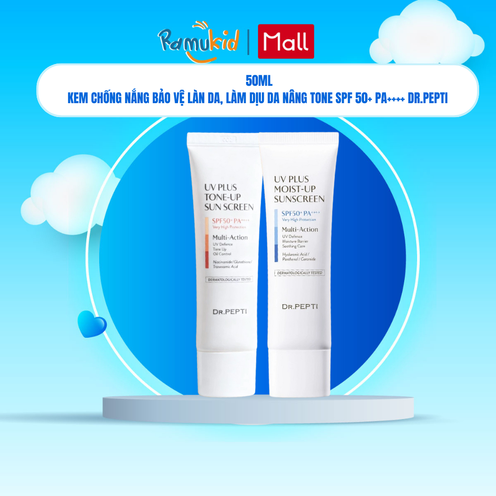 Kem Chống Nắng Nâng Tone, Mát Da Dr.Pepti UV Plus  Sun Screen SPF 50+ PA++++ 50ml