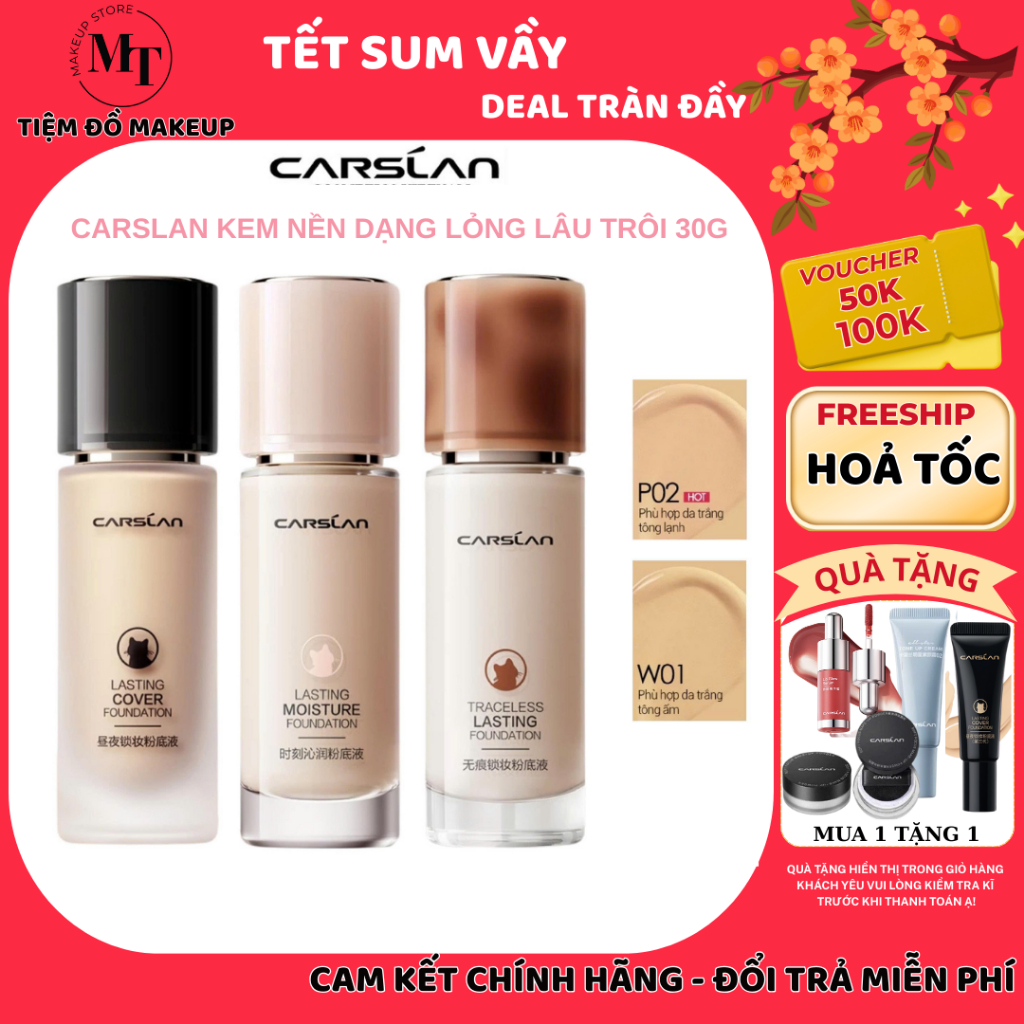 Kem Nền CARSLAN Mịn Lỳ Tự Nhiên, Cho Lớp Nền Căng Mướt | MT MAKEUP STORE KEM NỀN