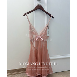 V006 Váy Ngủ 2 Dây Sexy Voan Mềm Mại, Đầm Phối Ren Gợi Cảm Cột Nơ Sau Sexy Mơ Màng