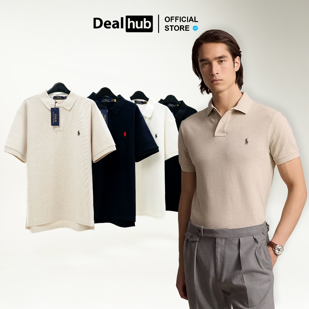  Áo Polo Dệt Kim Ralph Lauren Vải Cotton-Knit Nhung Tăm Thêu Ngựa Cổ Trụ Nhãn Dệt Form Classic Fit 