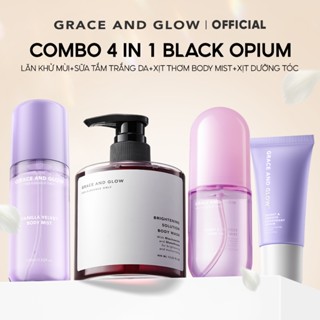   MUA 4 TẶNG 1  Combo Sữa Tắm Lăn Khử Mùi Xịt Dưỡng Tóc Xịt thơm Body Mist hương Grace and Glow Gói chăm sóc da dưỡng ẩm 