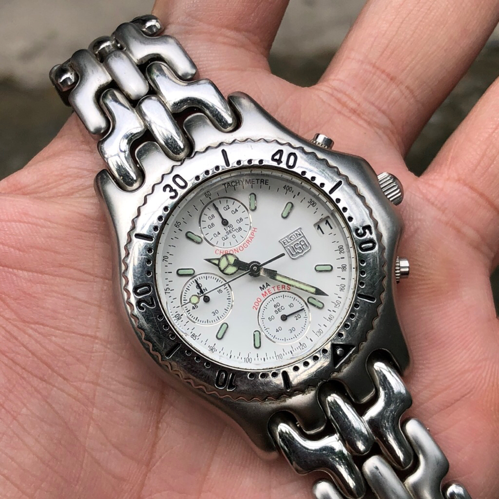 Đồng hồ Nam Elgin còn đẹp, dây xương cá, full thép