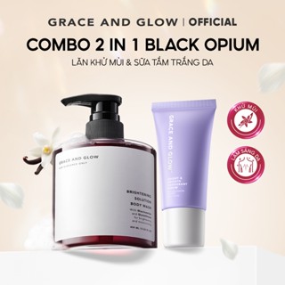  Tặng Quà  Combo Sữa tắm và Lăn khử mùi Grace and Glow Black Opium 400ml + 50ml trắng da dưỡng ẩm tẩy da chết Lăn Nách 