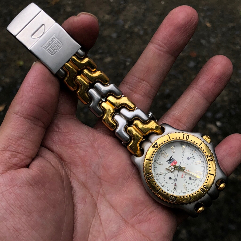 Đồng hồ Nam ELGIN USA dây xương cá, bản 2 màu đẹp