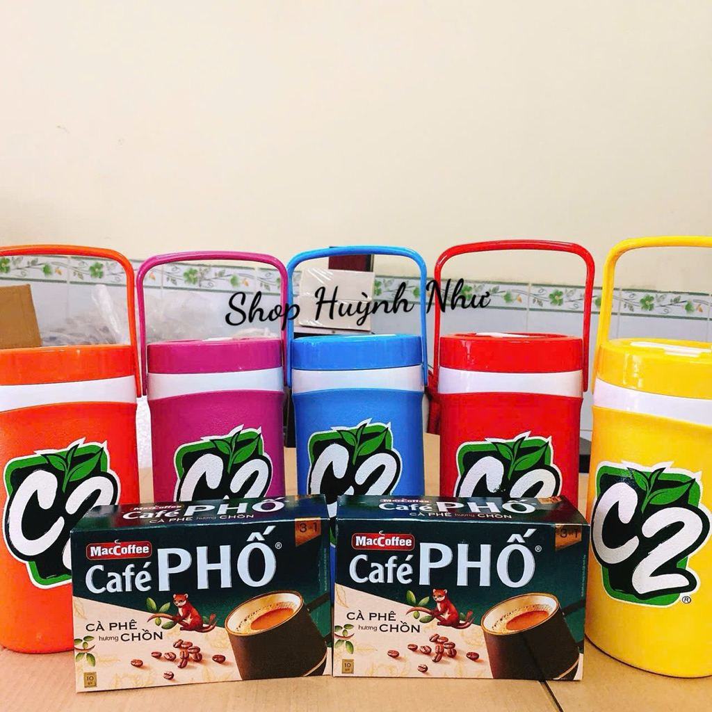 [CHÍNH HÃNG]Combo 2 hộp cafe Phố hương Chồn 1 hộp 10 gói (mỗi gói 16g) +1 ca giữ nhiệt 1,5 lít nhựa 