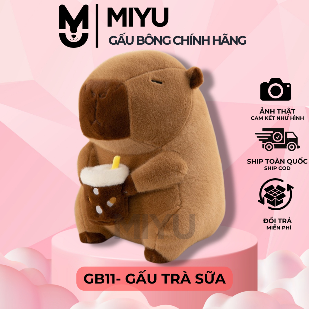 Gấu Bông Capybara Dễ Thương Cute Nhiều Size Ôm Ngủ Mềm Mịn An Toàn Cho Bé Thú Nhồi Bông Chuột Capybara Chính Hãng MIYU