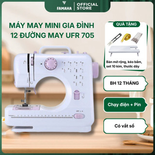 Máy May Mini Gia Đình UFR705 12 Kiểu Đường May - Nhỏ Gọn, Dễ Dùng, Có Đèn LED, Chạy Điện & Pin, Bảo Hành 6T FAMAHA
